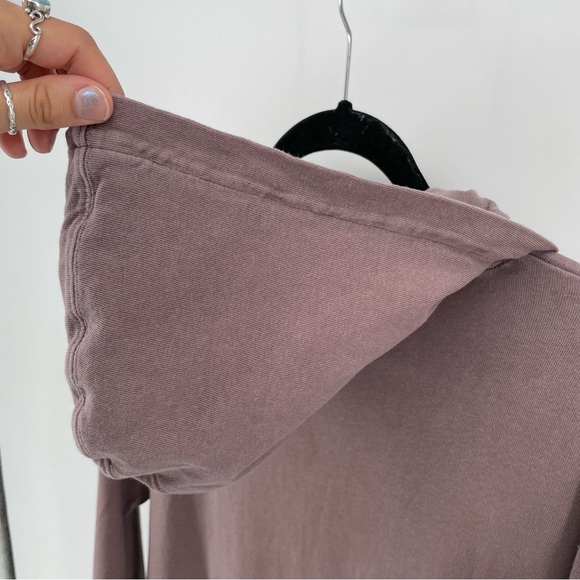 AEO American Eagle Womens Long Sleeve Shirt Hood Purple 100% Cotton S - Picture 5 of 7